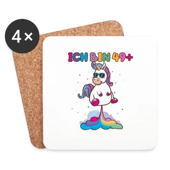 50 Geburtstag Frauen Männer Deko Geschenk Einhorn - Untersetzer (4er-Set) - Weiß - Vorne