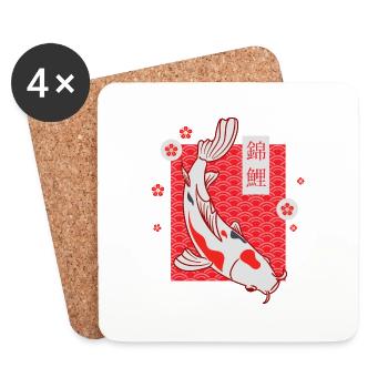 Koi Japanese Pattern - Coasters (set of 4) - white - Front