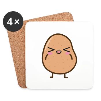Potato Cute Kawaii - Coasters (set of 4) - white - Front