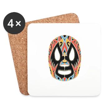 wrestling masque Mexique Mexicain - Dessous de verre (lot de 4) - blanc - Devant