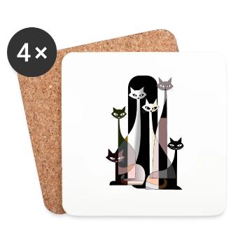 Chats Chat Chat Kitten Chat - Dessous de verre (lot de 4) - blanc - Devant