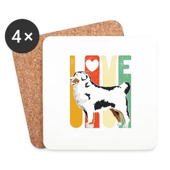 Love Bernese Mountain Dog T Shirt Retro Love Berne - Coasters (set of 4) - white - Front