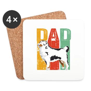Bernese Mountain Dog Dad Sunset Shirt Retro Bernes - Dessous de verre (lot de 4) - blanc - Devant