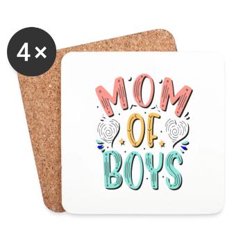 Mom of boys - Coasters (set of 4) - white - Front