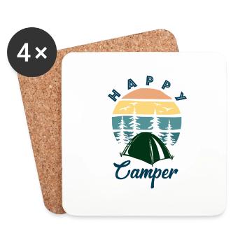 Un campeur heureux - Dessous de verre (lot de 4) - blanc - Devant