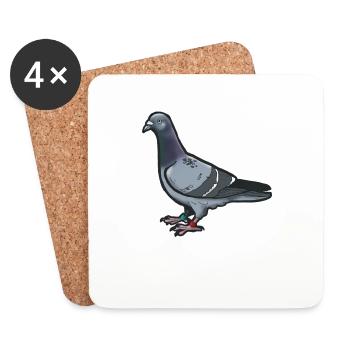 Comic Lustige Taube Vogel Geschenkidee Brieftaube - Untersetzer (4er-Set) - Weiß - Vorne