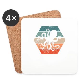 Pieuvres de calmar rétro cadeau - Dessous de verre (lot de 4) - blanc - Devant