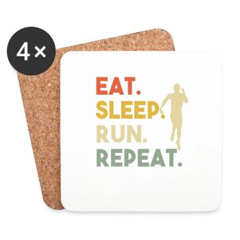 Eat Sleep Run Repeat Retro Runner Training Outdoor - Coasters (set of 4) - white - Front