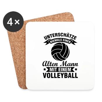 Alten mann mit einem Volleyball Spieler Geschenk - Untersetzer (4er-Set) - Weiß - Vorne