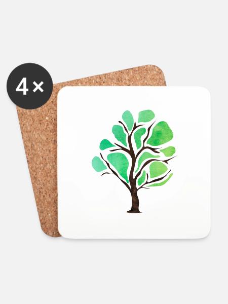 Baum Bäume Umweltschutz Naturschutz CO2 Sauerstoff - Untersetzer (4er-Set) - Weiß