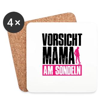Vorsicht Mama Am Sondeln Lustiges Mutter Sondel - Untersetzer (4er-Set) - Weiß - Vorne