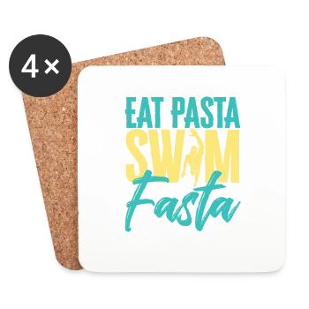Eat Pasta Swim Fasta Funny Swimming - Dessous de verre (lot de 4) - blanc - Devant