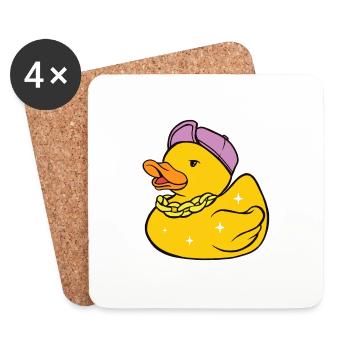 Gangster Badeente, kleiner Bandit, cooler Räuber. - Untersetzer (4er-Set) - Weiß - Vorne