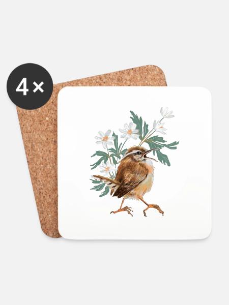 Fence King and Bushwind Frogs - Coasters (set of 4) - white