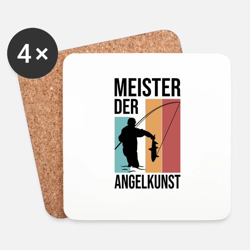 Angeln Angler Retro - Untersetzer (4er-Set) - Weiß