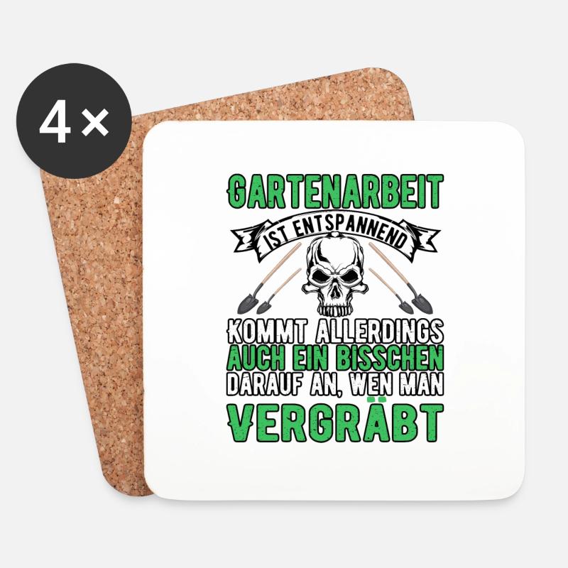 Gartenarbeit - Untersetzer (4er-Set) - Weiß