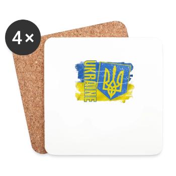 Ukraine Ukrainian Flag Trident Coat of Arms - Coasters (set of 4) - white - Front