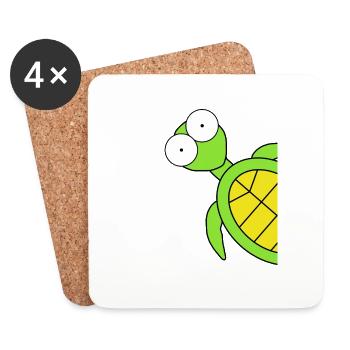 Drôle de BD tortue, tortues, reptiles - Dessous de verre (lot de 4) - blanc - Devant