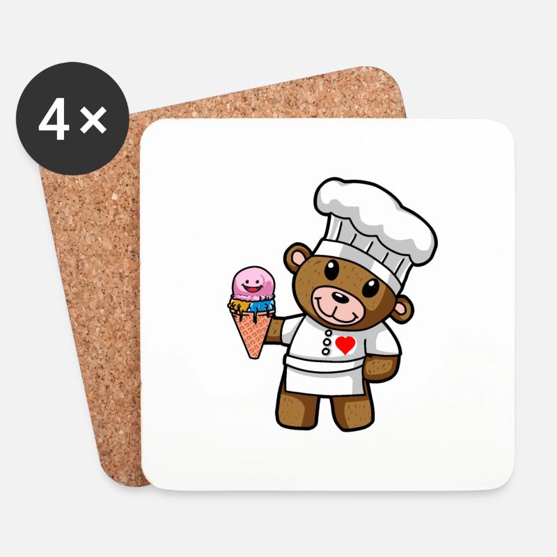 Teddy Eiscreme Konditor Süßigkeiten Eisdiele Kind - Untersetzer (4er-Set) - Weiß