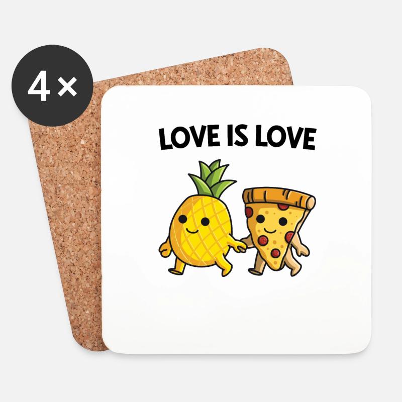 Pizza Hawaii Ananas Pizza essen - Untersetzer (4er-Set) - Weiß
