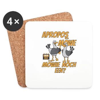 Plattdeutsch Bier Apropos Möwe! Möwie noch een? - Untersetzer (4er-Set) - Weiß - Vorne