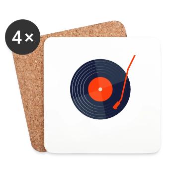 Rétro Vinyle Disque vintage - Dessous de verre (lot de 4) - blanc - Devant