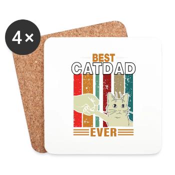 MEILLEUR PÈRE DE CHAT JAMAIS Katen Papa Vatertag Geschenk - Dessous de verre (lot de 4) - blanc - Devant
