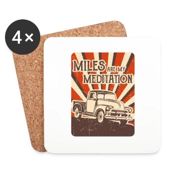 MILES ARE MY MEDITATION US Pickup Oldtimer US Car - Untersetzer (4er-Set) - Weiß - Vorne