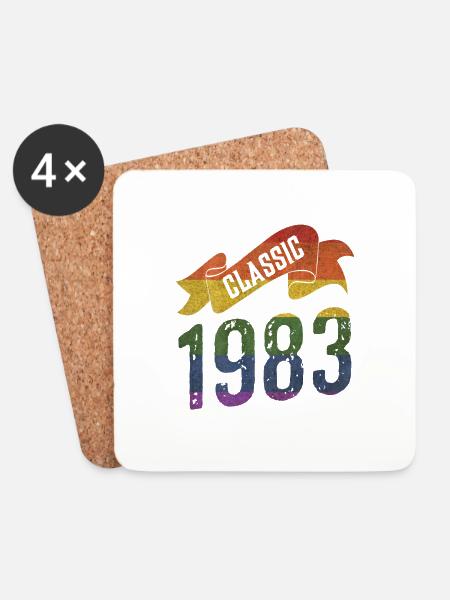 Classic 1983 Rainbow Colors - Coasters (set of 4) - white