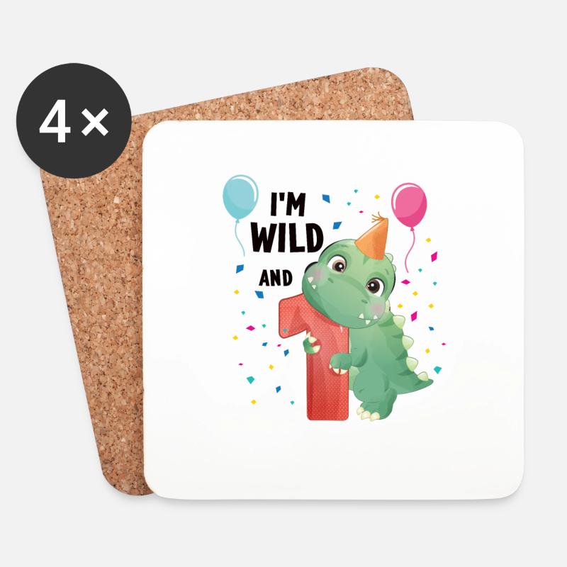 Geburtstag 1 Jahr Dinosaurier Dino 1. Geburtstag - Untersetzer (4er-Set) - Weiß