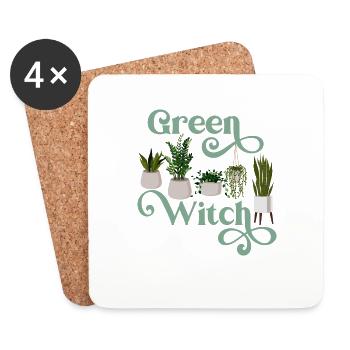 Green Witch Vert Sorcière Plantes Plantes - Dessous de verre (lot de 4) - blanc - Devant