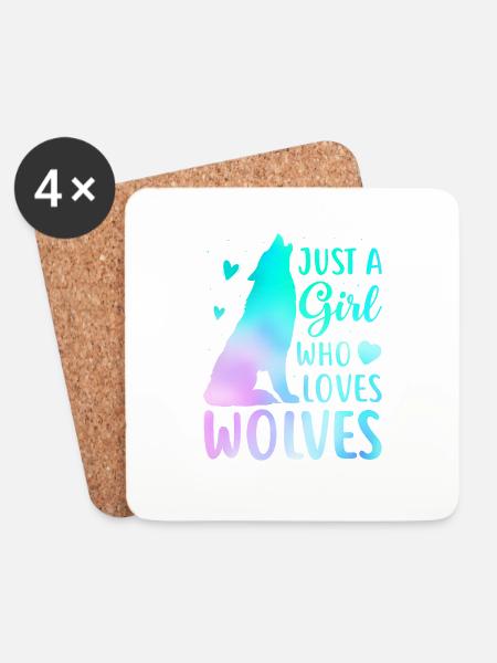 Nur ein Mädchen, das Wölfe liebt lustige Frauen Wolf Liebe - Untersetzer (4er-Set) - Weiß