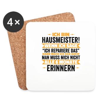 Ich Bin Hausmeister Witzige Hauswart Hausmeister - Untersetzer (4er-Set) - Weiß - Vorne