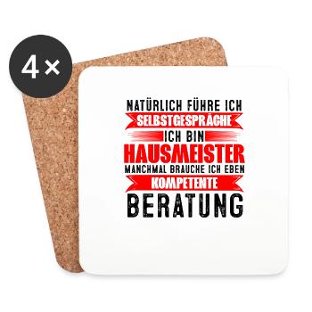 Lustiges Ich Bin Hausmeister Ich Brauche Beratung - Untersetzer (4er-Set) - Weiß - Vorne