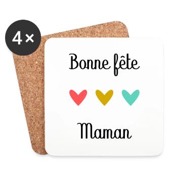 Bonne Fête Maman. Fête des mères - Dessous de verre (lot de 4) - blanc - Devant