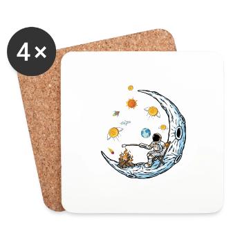 BTC Bitcoin HODL and RELAX Moon Astronaut - Coasters (set of 4) - white - Front