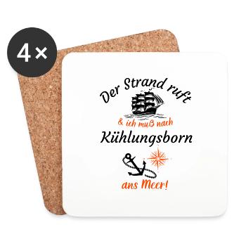 Kühlungsborn-Der Strand ruft und ich muss ans Meer - Untersetzer (4er-Set) - Weiß - Vorne