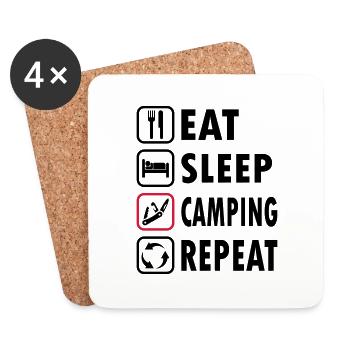 Eat Sleep Camping Repeat - Dessous de verre (lot de 4) - blanc - Devant