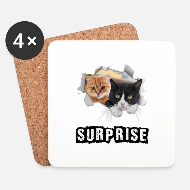 Überraschung von Katzen - Untersetzer (4er-Set) - Weiß