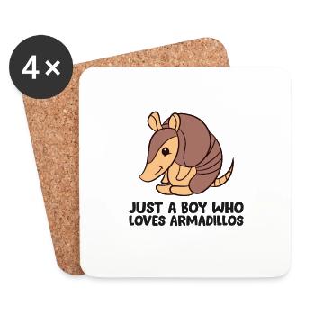Funny Armadillo Just a Boy Who Loves Armadillos - Coasters (set of 4) - white - Front