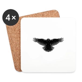 Rays Raven Crow Bird Bird Illustration Dark - Coasters (set of 4) - white - Front