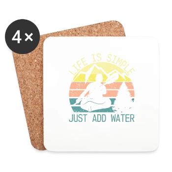 Life Is Simple Just Add Water Retro Kajak Outdoor - Untersetzer (4er-Set) - Weiß - Vorne