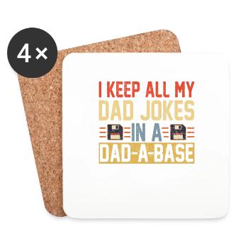 I Keep All My Dad Jokes In A Dad-A-Base Vintage Fa - Untersetzer (4er-Set) - Weiß - Vorne