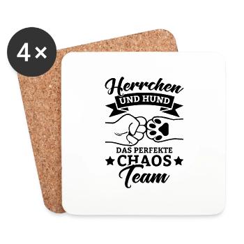 Herrchen hund perfekte chaos team Spruch Geschenk - Untersetzer (4er-Set) - Weiß - Vorne