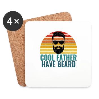Vintage Cool Father Have Beard Fathers Day Bearded - Untersetzer (4er-Set) - Weiß - Vorne