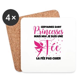 Certaines Sont Princesses Mais Moi Je Suis Une Fee - Dessous de verre (lot de 4) - blanc - Devant