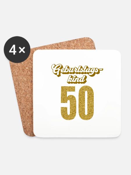 50. Geburtstag 50 Jahre 50er Geburtstagskind - Untersetzer (4er-Set) - Weiß