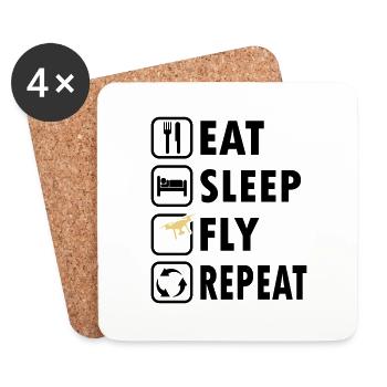 Eat Sleep Fly Repeat - Coasters (set of 4) - white - Front