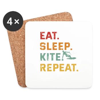 Eat Sleep Kite Repeat Retro Kitesurfer Sportler - Untersetzer (4er-Set) - Weiß - Vorne