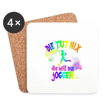 Läuferin, die tut nix, die will nur joggen, Jogger - Untersetzer (4er-Set) - Weiß - Vorne